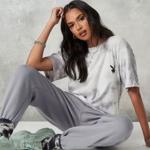 playboy x missguided charcoal tie dye oversized
